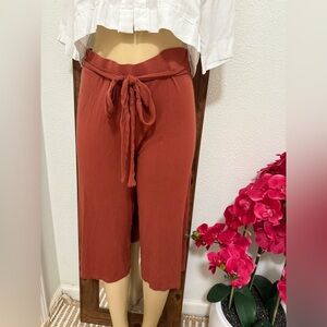 Next Brown Capris with Tie Waist and Wide-Leg Fit